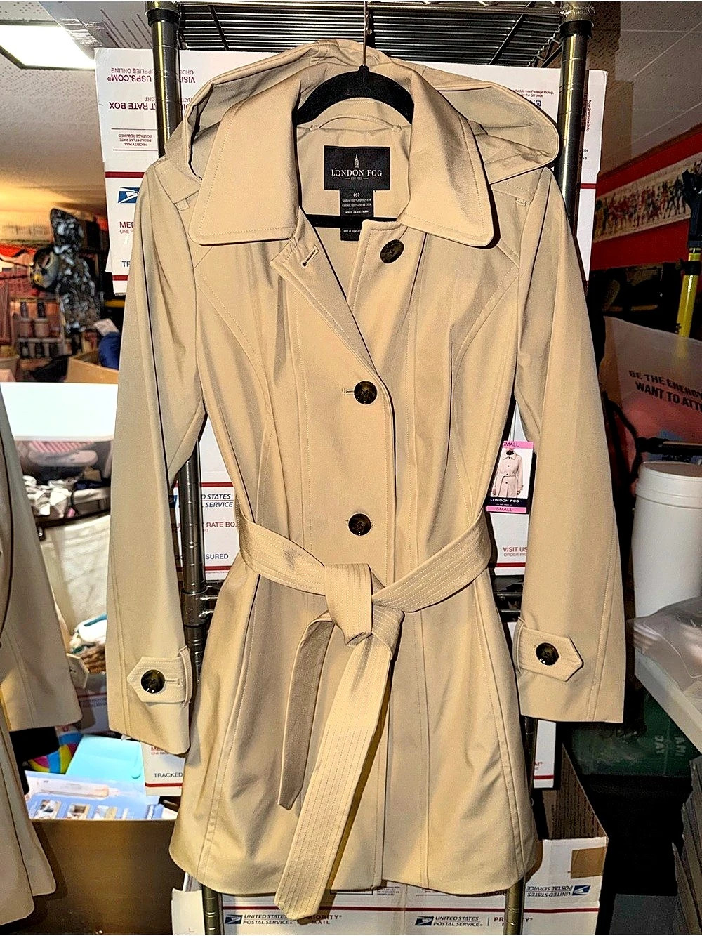 London Fog Trench Coat Beige Small NWT
